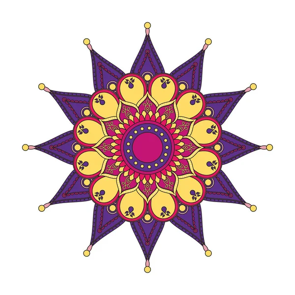 Sun mandala diwali dekorasyonu izole edilmiş bir simge — Stok Vektör