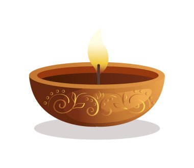 Mutlu diwali diya mum izole vektör tasarımı