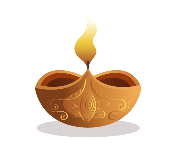 Glückliche diwali diya Kerze isolierte Vektor-Design — Stockvektor