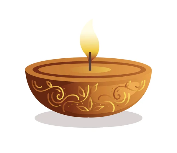 Feliz diwali diya vela diseño vectorial aislado — Vector de stock