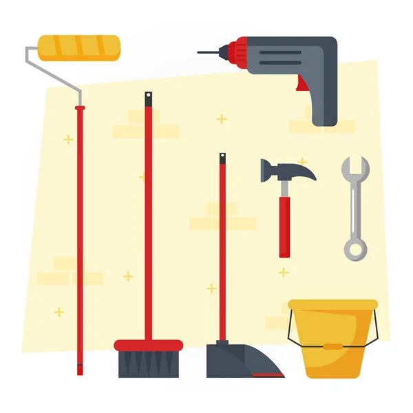 Herramientas de construcción icono conjunto vector diseño — Vector de stock