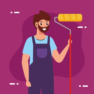 Rulo vektör tasarımlı ressam