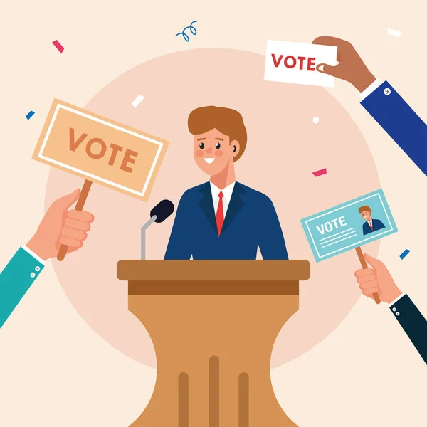 Election day man president on podium vector design — Stock Vector