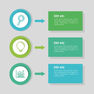 Infographic basamakları ampul ve çubuk çizelgesi tasarımı