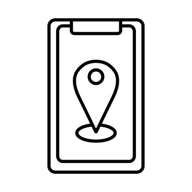 Akıllı telefon çizgisi biçim vektör tasarımında gps işareti