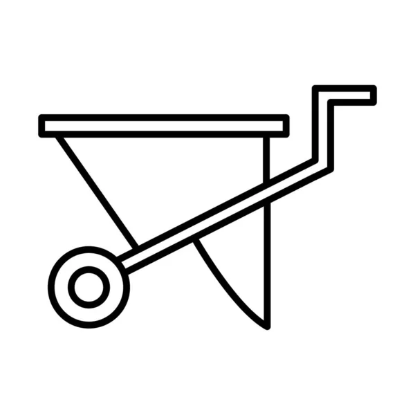 Zahradní kolečko čára styl ikony vektor design — Stockový vektor