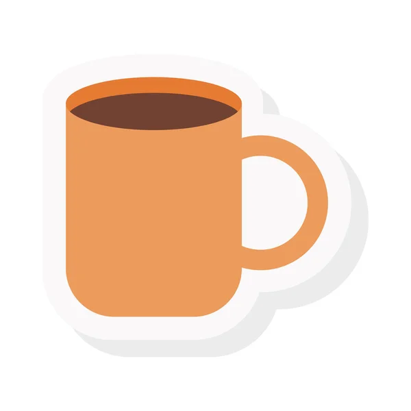 Tasse à café autocollant et design vectoriel icône style plat — Image vectorielle