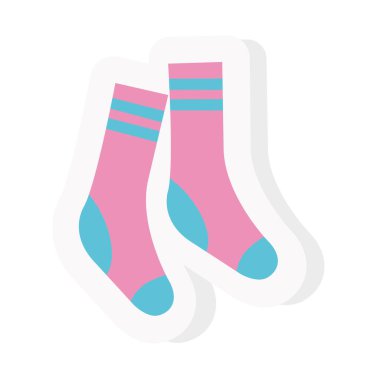 Çorap etiketi ve düz stil vektör tasarımı