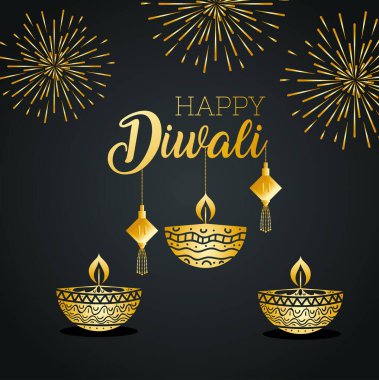 Mutlu bayramlar. Havai fişekler ve fal askısı tasarımı.