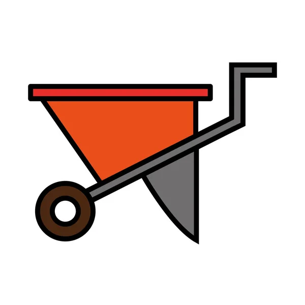Bahçıvanlık el arabası çizgisi ve biçim ikonu vektör tasarımı — Stok Vektör