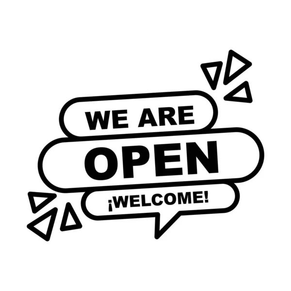 We are open welcome bubble line style icon vector design — Stock Vector