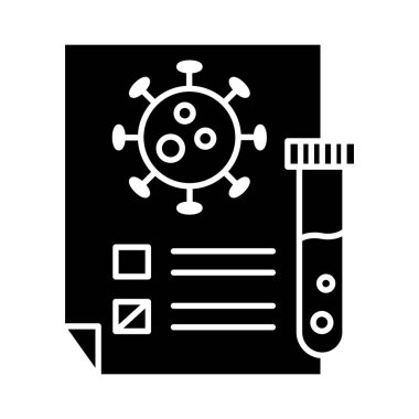 covid 19 virüsü test kağıdı ve tüp siluet biçimi ikon vektör tasarımı üzerinde