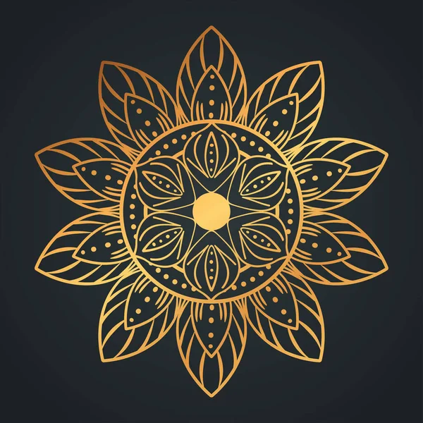 Mandala flor em forma de vetor de ouro design —  Vetores de Stock