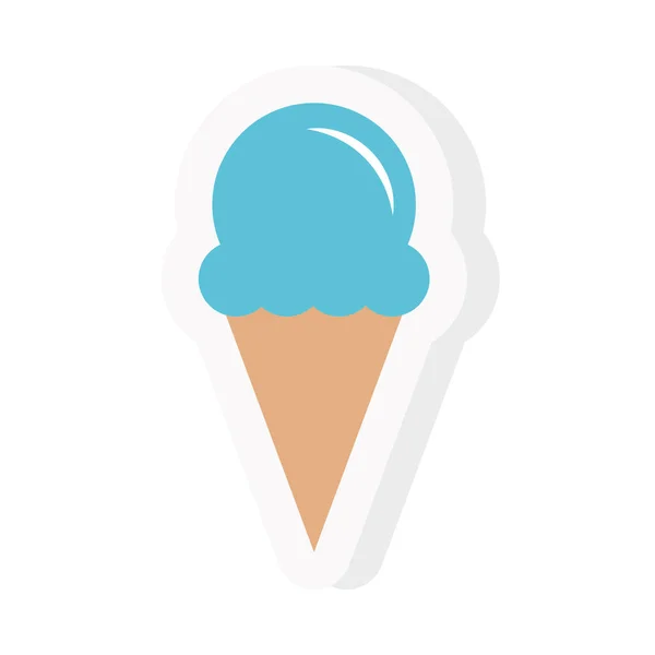 Söt glass kon klistermärke och platt stil ikon vektor design — Stock vektor