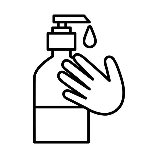 Ręce mydło butelka linia styl ikona wektor projekt — Wektor stockowy