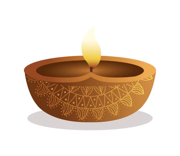 Happy diwali diya candle isolated vector design — Stock Vector