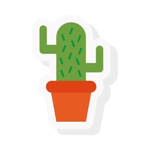 Autocollant de plante de cactus et conception vectorielle d'icône de style plat — Image vectorielle