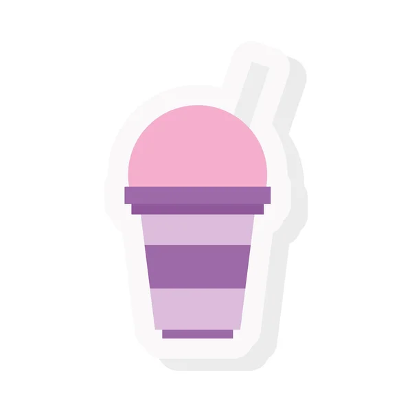 Γλυκό milkshake κούπα αυτοκόλλητο και επίπεδη στυλ εικονίδιο διανυσματικό σχεδιασμό — Διανυσματικό Αρχείο