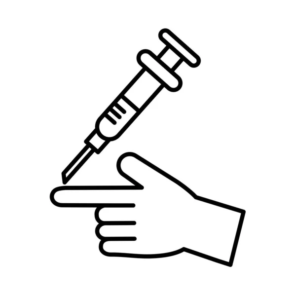 Hand with injection line style icon vector design — Stock Vector