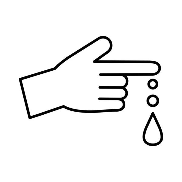 Hand mit Blutstropfen Linie Stil-Symbol-Vektor-Design — Stockvektor