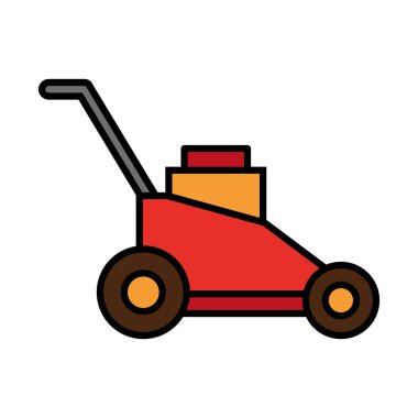 Bahçe çimen biçme çizgisi ve biçim ikonu vektör tasarımı