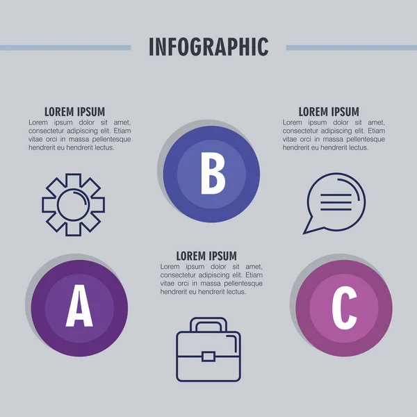 Infographic basamakları valiz ve kabarcık vektör tasarımı — Stok Vektör