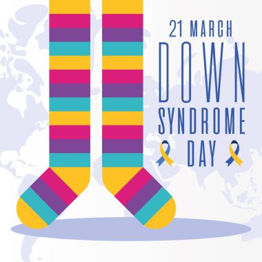 down sendromu gün çizgili çorap vektör tasarımı