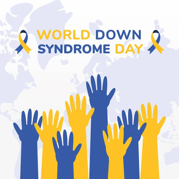 World down syndrome day hands up vector design — Stock Vector