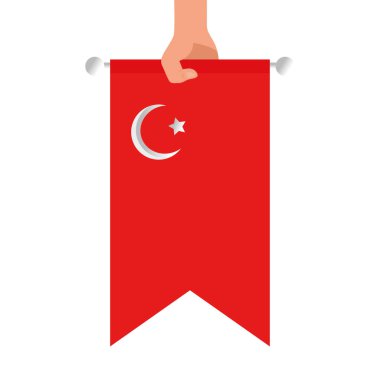 el ele tutuşan Türkçe bayrak taşıyıcı tasarımı