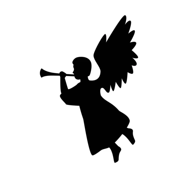 Merry christmas angel silhouette vector design — Stock Vector