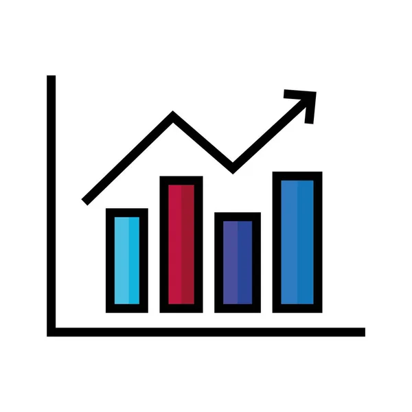 Gráfico de barras com projeto vetorial de seta aumento —  Vetores de Stock