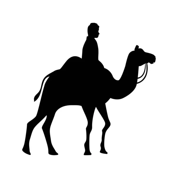 Веселий різдвяний мудрий чоловік на силуеті верблюдів Векторний дизайн — стоковий вектор