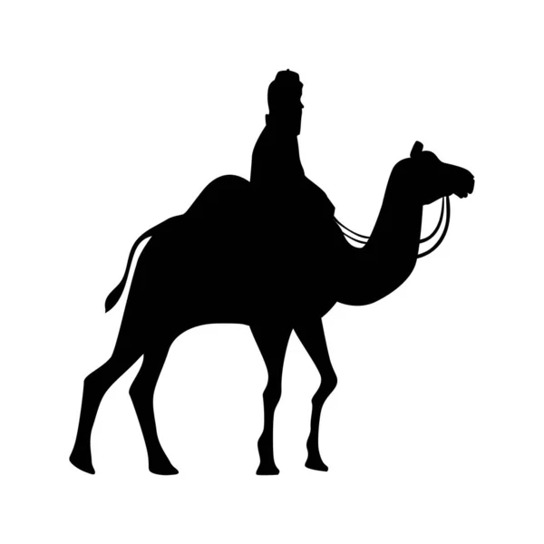 Joyeux noël sage homme sur camel silhouette vectoriel design — Image vectorielle