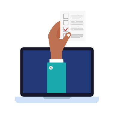 Laptop vektör tasarımı için el ele tutuşma