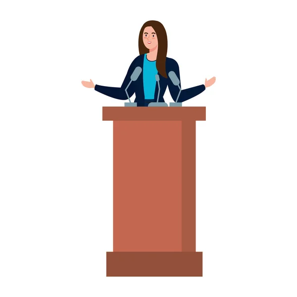 Présidente femme sur podium conception vectorielle — Image vectorielle