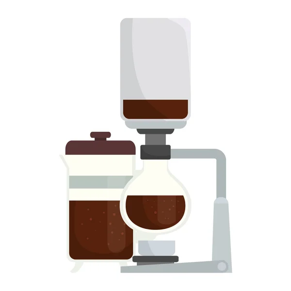 Coffee french press and siphon vector design — Stock Vector