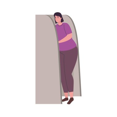 Kadın oy kabini vektör tasarımında