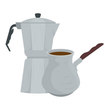 kahve demliği ve Türk kavanozu vektör tasarımı