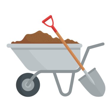Bahçe arabası ve kürek vektör tasarımı