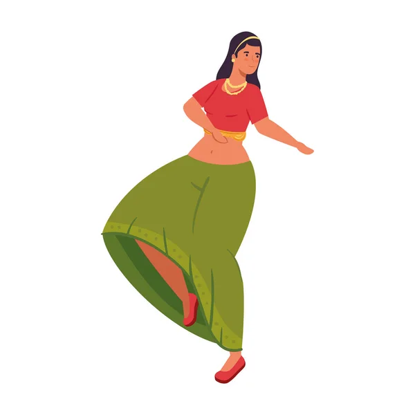 Mujer india dibujo animado baile vector de diseño — Archivo Imágenes Vectoriales