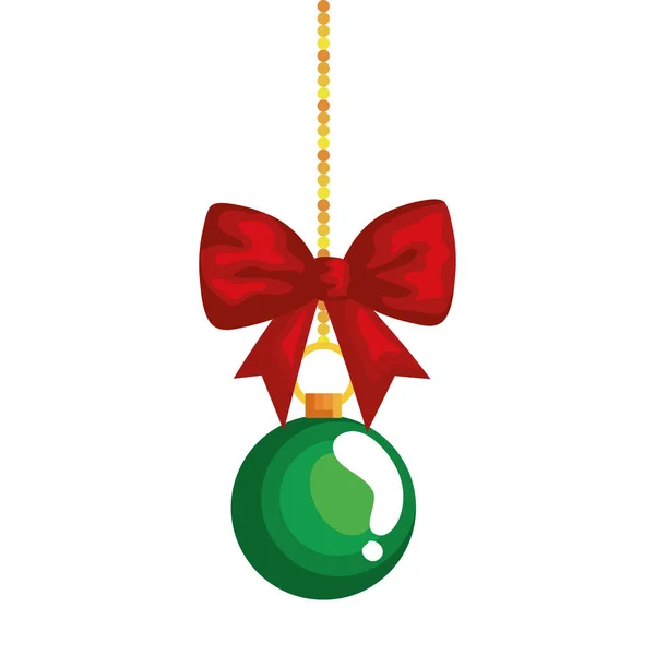 Merry christmas sphere with bowtie hanging vector design — Stock Vector