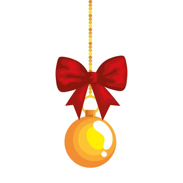 Frohe Weihnachten Kugel mit Fliege hängende Vektor-Design — Stockvektor