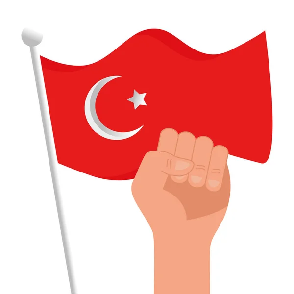 Bandiera turca e design vettoriale mano pugno — Vettoriale Stock
