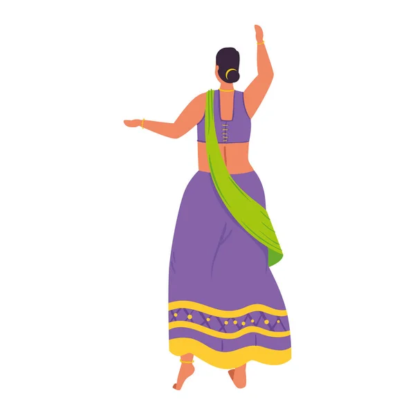 Indická žena karikatura taneční vektor design — Stockový vektor