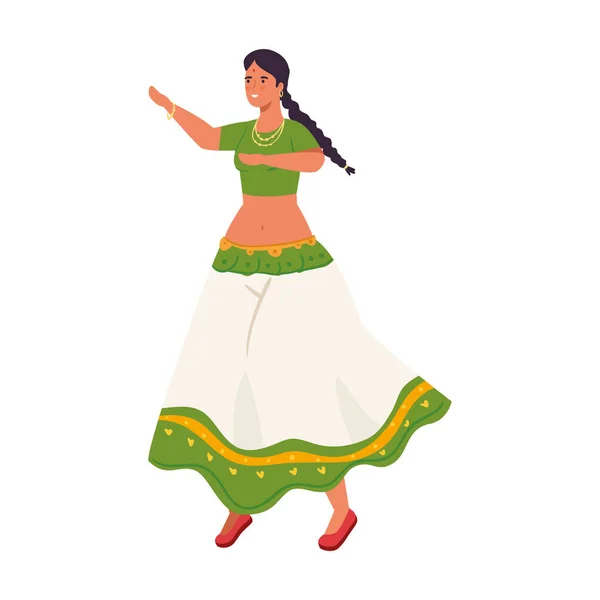 Mujer india dibujo animado baile vector de diseño — Vector de stock