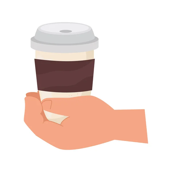 Ręka trzyma kubek kawy wektor projektu — Wektor stockowy