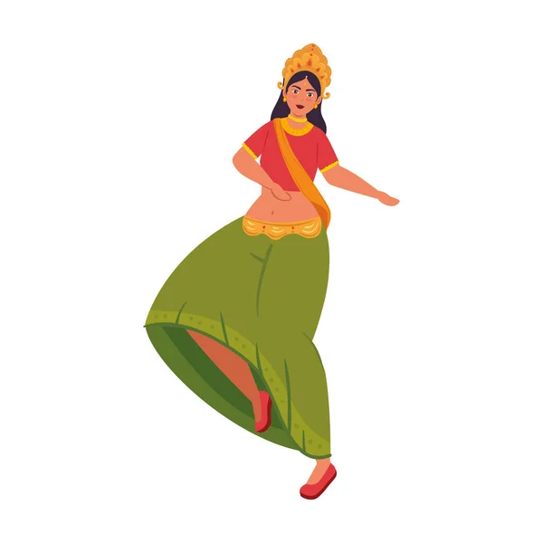 Mujer india dibujo animado baile vector de diseño — Archivo Imágenes Vectoriales