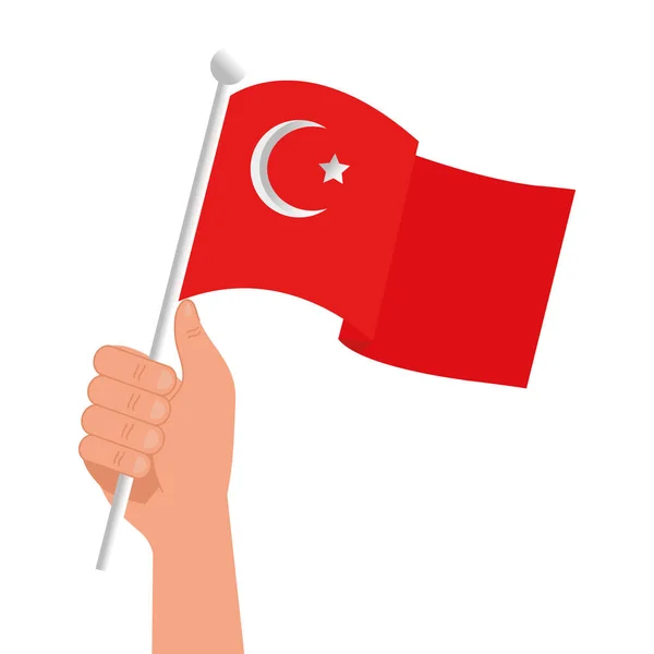 Hand holding turkish flag vector design — Stock Vector