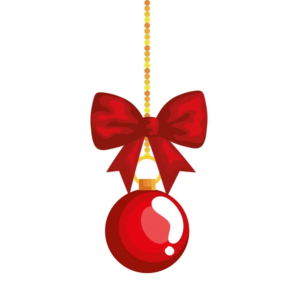 Merry christmas sphere with bowtie hanging vector design — Stock Vector