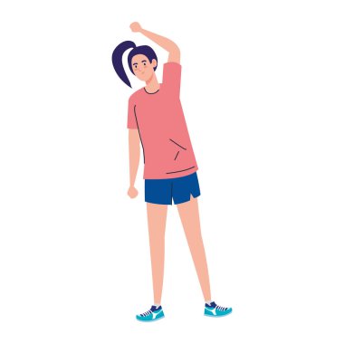 Kadın çizgi film germe vektör tasarımı